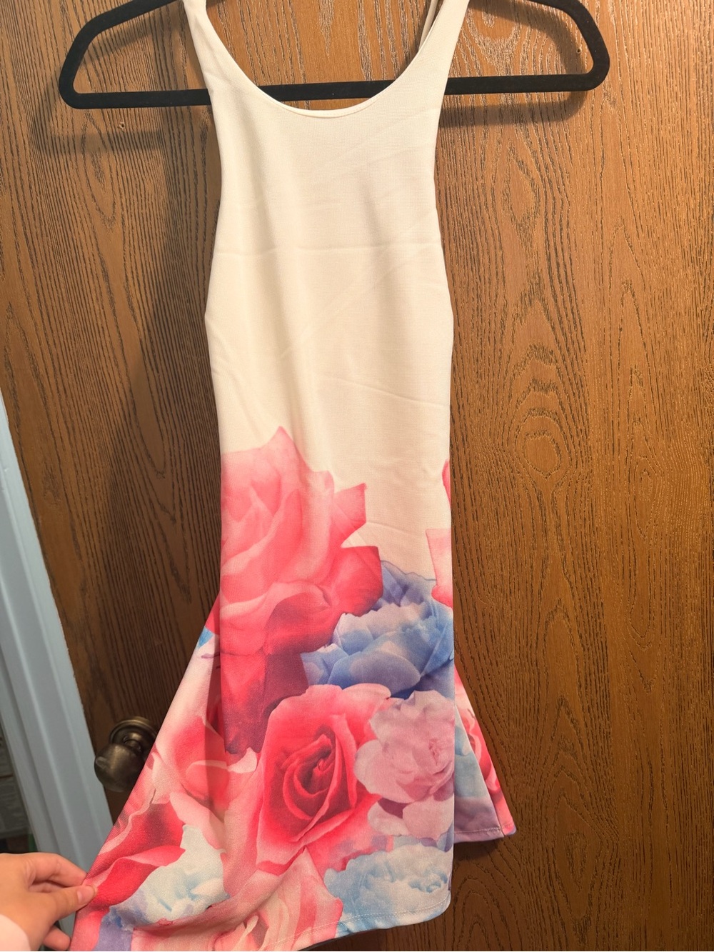 Tobi Cream Racerback Dress with Pink and Blue Floral Print